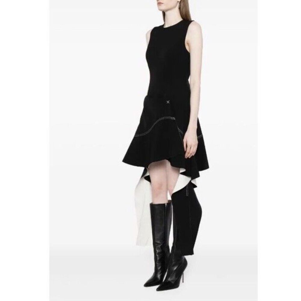 Simkhai $1215 Asymmetrical Hem Sleeveless Dress Contrast Stitching 12 - Picture 3 of 13